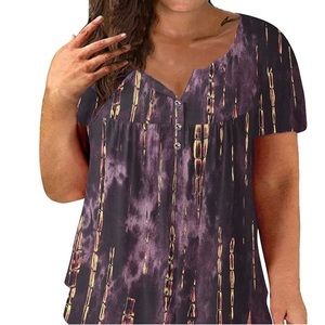 V neck button up blouse